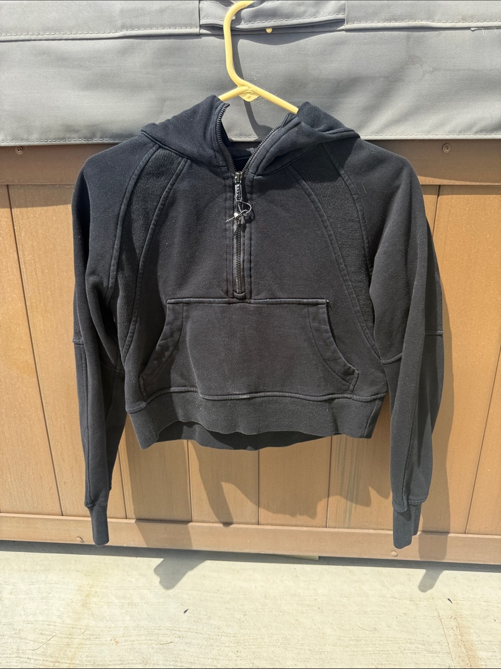 Lulu lemon Black Half-Zip Hooded Cropped Sweatshirt